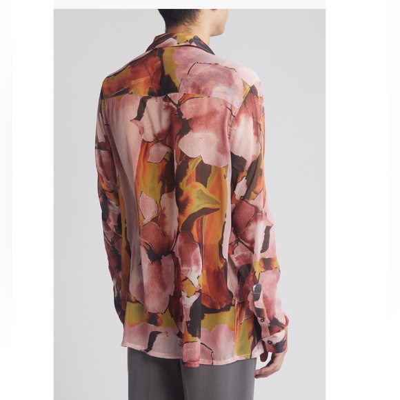 ASOS Design Abstract floral relaxed long sleeves button up shirt notched collar - Picture 5 of 13